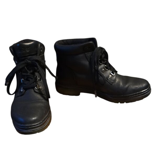 Size 9 Timberland Black Leather Boots Excellent Like New Condition No Box - Picture 1 of 10